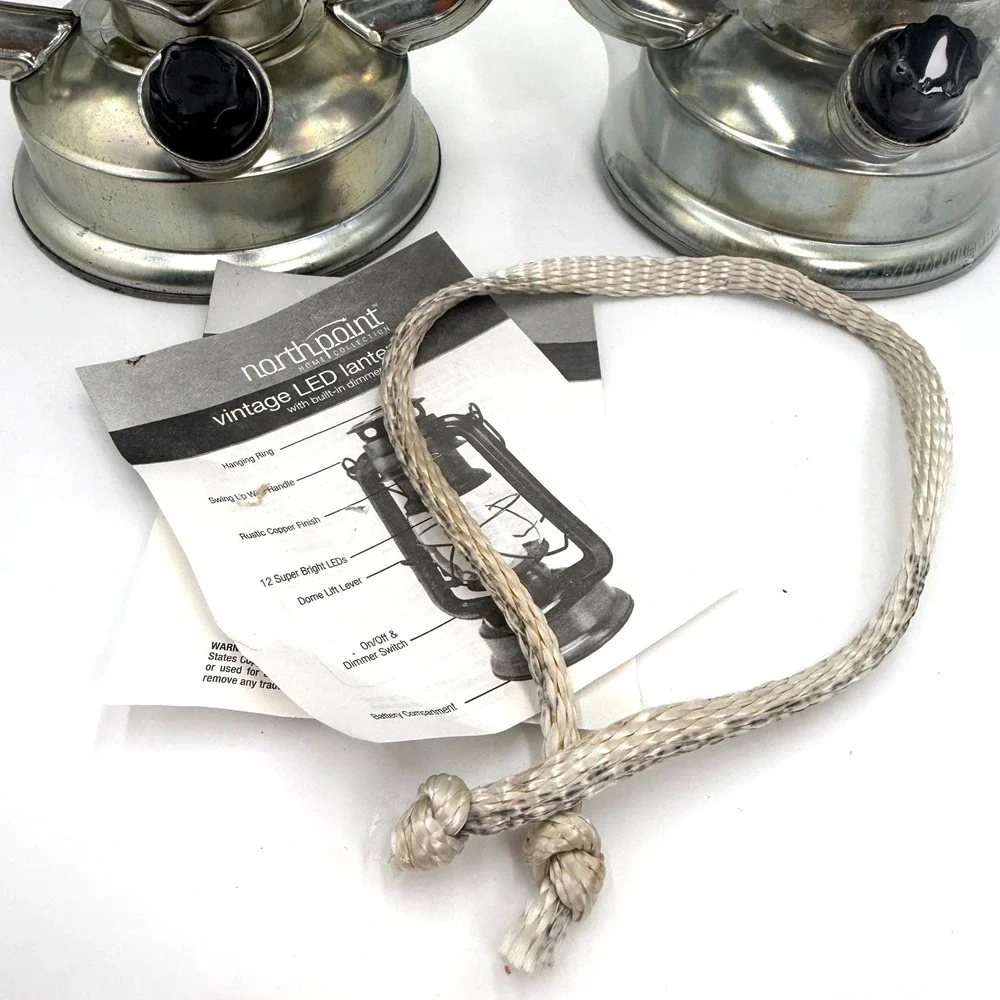 Vintage LED Lantern Set of 2 Silver Northpoint Home Collection